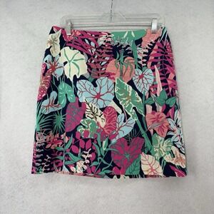 Talbots Women's Sz 8 Colorful Floral Pattern Lined Cotton Stretch Pencil Skirt